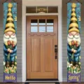 Spring gnome porch banners with tulip elements for front door decor - Spring Gnome Style / 30x180cm