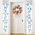 Decorative It's a Boy baby shower door banners for porch with Welcome text and blue theme - It's A Boy Theme / 30x180cm