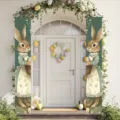 Pancartas decorativas de Pascua con un conejo lindo y huevos de colores para el hogar - 30x180cm