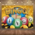 Glitzerndes BINGO-Thema Fotohintergrund für Geburtstagsfeier und Fotobox-Deko - 95x75cm