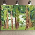 Tropical banana forest photography backdrop for forest-themed birthday party decoration - 95x75cm