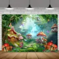 Sfondo fotografico casa sull'albero per festa foresta magica e compleanni - 95x75cm