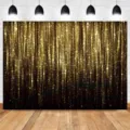Sfondo fotografico pioggia glitter nero e oro elegante per decorazioni di feste di compleanno - Tema Dorato (SBJ-005)