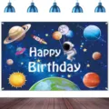 Fondo fotográfico para cumpleaños tema astronauta espacio exterior con planetas - SBJ-008(0001) / 180x120cm