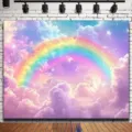 Dromerige regenboog en kleurrijke wolken fotografie achtergrond voor verjaardagsfeest decor - Dromerige Wolken (SBJ-0010) / 95x75cm / Kleurrijk