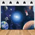 Sfondo fotografico tema galassia astronauta per decorazione festa di compleanno bimbi. - SBJ-005