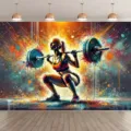 Bunter Graffiti-Fotohintergrund mit einem Fitness-Thema für Frauen beim Gewichtheben. - Frauen Gewichtheben-Stil (SBJ-009)