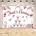 Elegant wedding and engagement party photography backdrop with red That's Amore art print - That's Amore Style (SBJ-004) / 95x75cm