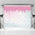 Fotohintergrund Dessert-Thema mit rosa Glasur und bunten Streuseln - Donut-Thema (SBJ-003) / 95x75cm
