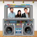 Retro-Ghetto-Blaster-Fotobox-Requisiten-Hintergrundbanner für bunte Vintage-Partydekorationen - SYX-002 Stil / 151.3x150cm