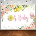 Floral lemon Oh Baby theme baby shower party photography backdrop decoration - Oh Baby Lemon Theme (SBJ-003) / 95x75cm
