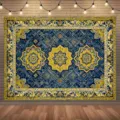 Toile de fond de photographie style royal vintage avec motif orné bleu et or pour fêtes - 95x75cm