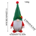 Plush Christmas gnome ornament with green knit hat and cherry print body, 11.22 inch height - Beard Style