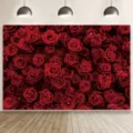 Toile de fond photographique à roses rouges élégantes pour mariages et fêtes - Fond de Mur de Roses Rouges (SBJ-009)