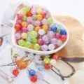 Colorful AB crackle acrylic round beads for DIY jewelry making and bracelets - Random Mixed Colors