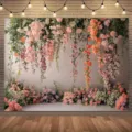 Toile de fond photographie florale pastorale avec fleurs romantiques pour décoration de fête - Style Floral Doux (SBJ-008)