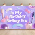Paarse In My Birthday Era thema fotografie achtergrond met discobal en muzieknoten - Dromerige Paarse Stijl (SBJ-005) / 95x75cm