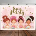 Striscione di sfondo fotografico per festa di compleanno principessa a tema SPA - Sfondo per Festa a Tema SPA (SBJ-009) / 95x75cm