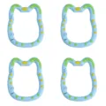 Set of 4 blue cat-shaped alloy carabiner hooks for DIY keychains and charms - 1 Piece (Approx. 28x35mm) / Blue