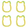 Detailed view of four yellow cat-shaped alloy keychain rings for DIY accessory crafting - 1 Piece (Approx. 28x35mm) / Yellow