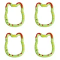 Detail of four green alloy lucky cat shaped carabiner keyrings for DIY charm making - 1 Piece (Approx. 28x35mm) / Green