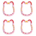 Pink lucky cat shaped alloy keyring with colorful oil-drop finish for DIY jewelry crafts - 1 Piece (Approx. 28x35mm) / Pink