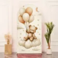 Cubierta de fondo en arco con osito en nube para decoración de fiesta infantil cumple - 120x220cm
