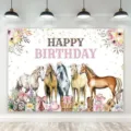Pastoral horse theme photography backdrop with cowboy boots for birthday party decorations - Rural Equestrian Style (SBJ-005)