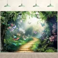Enchanted fairy tale forest photography backdrop for magical themed party decoration - 95x75cm / YD-BJB295