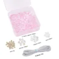 Umfassendes DIY-Schmuckset mit rosa Glasperlen, Buchstabenanhängern und elastischer Kordel - Ca. 395 Stück/Packung / Rosa Serie