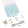 DIY-Schmuckset mit Glassplittern, Buchstabenperlen und elastischer Kordel für Basteln. - Ca. 395 Stück/Packung / See-Blaue Serie