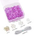 DIY-Schmuckset mit violetten Glassplittern, Buchstabenperlen und Gummikordel-Maßen - Ca. 395 Stück/Packung / Lila Serie