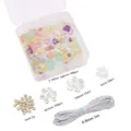 Detaillierte Übersicht über das DIY-Schmuckset mit Glassplittern, Perlen und elastischer Kordel. - Ca. 395 Stück/Packung / Zufällige Mischfarben