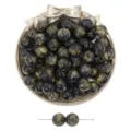 Round dark resin beads with golden starry sky swirl patterns for DIY jewelry craft making - Black