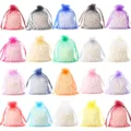 Multi-colored candy organza drawstring bags for jewelry packaging and DIY gifts - Approx. 7x9cm / Pack of 50 / Random Mixed Colors