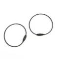 Set of 2 black lacquer coated steel wire rope keychain rings with screw fasteners - Diameter 50mm (2 Pcs/Pack) / Black