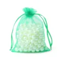 Süßigkeitenfarbene grüne Organzabeutel mit Kordelzug für DIY-Schmuckverpackungen - Ca. 7x9cm / 10 Stück/Packung / Grün