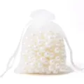 Eleganter weißer Organzabeutel mit Kordelzug für Schmuck und Geschenkverpackungen - Ca. 7x9cm / 10 Stück/Packung / Weiß
