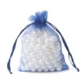 Eleganter blauer Organzabeutel mit Kordelzug für Schmuckverpackung und Bastelprojekte - Ca. 7x9cm / 50er-Pack / Marineblau