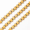 Detailed close-up of shiny gold star-shaped hematite beads for DIY jewelry making. - 4mm (Approx. 120 Pieces/Pack) / Gold