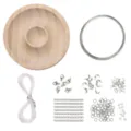DIY jewelry making kit with stainless steel findings and wooden bead spinner tray. - Basic Material Kit And Round Bead Tray