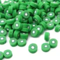 Grüne Kiwi-Muster-Polymer-Ton-Perlen für DIY-Armband- und Ohrringherstellung. - Kiwi-Stil / 30 Stück/Packung (Durchmesser 10mm Dicke 4mm)