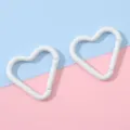 Two white heart-shaped aluminum carabiners for DIY keychains and bag accessories. - 1 Piece / White