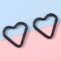 Pair of black heart-shaped aluminum carabiners for DIY keychain backpack accessories - 1 Piece / Black