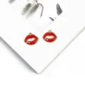 Colante de aleación con forma de labios rojos y esmalte para manualidades de joyería - Forma de Labios (BJI1076)