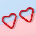 Red heart-shaped aluminum carabiner clips for DIY keychains and backpack accessories - 1 Piece / Red