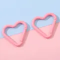Pair of pink heart-shaped aluminum carabiner clips for DIY keychains and backpack hooks. - 1 Piece / Pink