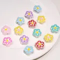 Colorful 20mm acrylic drip-oil five-petal flower loose beads for DIY handmade jewelry crafts - 20 Pieces/Pack / Random Mixed Colors