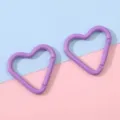 Pair of matte purple heart-shaped aluminum carabiner clips for DIY keychains and bag charms - 1 Piece / Purple