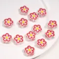 20mm transparent acrylic flower beads with red oil-dropped edges for DIY jewelry crafts - 6 Pieces/Pack / Red